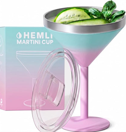 Martini Glass, Stainless Steel Insulated Martini Tumbler, Cocktail Cup by Hemli