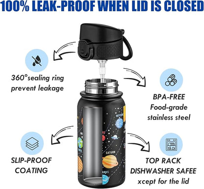 OLDLEY 12oz Kids Water Bottle, Stainless Steel Insulated Water Bottle - Image 3