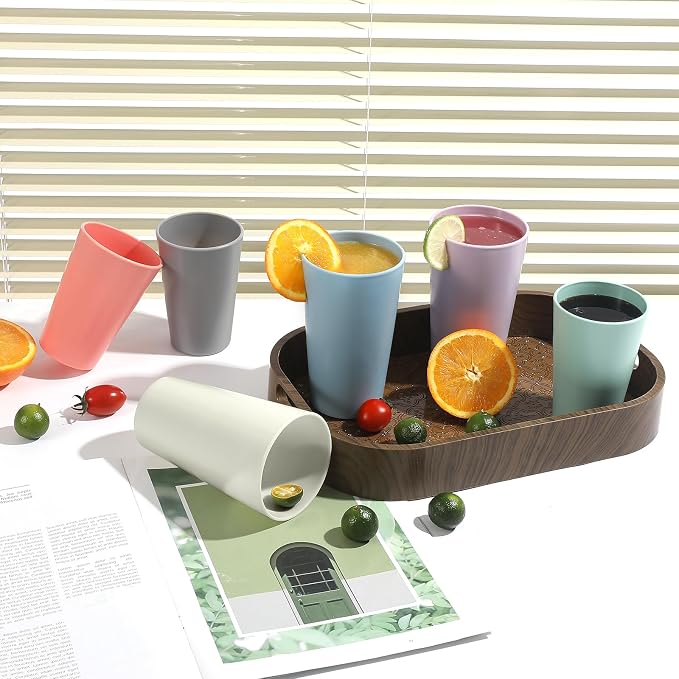 HEYCOME 24 Pcs Unbreakable Plastic Cups Set, Stackable Water Tumblers, Drinking - Image 6