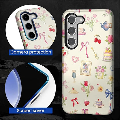 for Samsung Galaxy S23 Plus Case, HL2 Aesthetic Bow Preppy Collage Hybrid 2 - Image 4