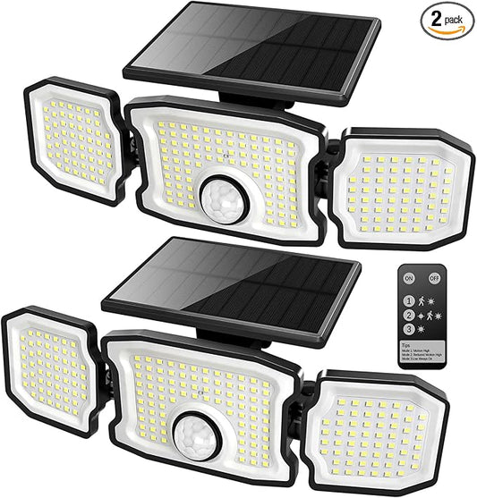 Solar Flood Lights Outdoor- 2800LM 200LED Solar Motion Sensor Lights, 3 Heads & by Unknown