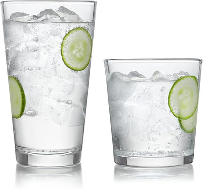 Libbey Preston Tumbler and Rocks Glass Cups Set, All Purpose Everyday Drinking by Libbey