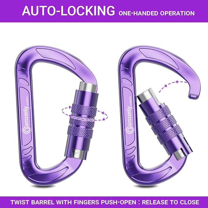 3inch Auto Locking Carabiner Clips Heavy Duty, 12KN /2697lbs Lightweight - Image 3