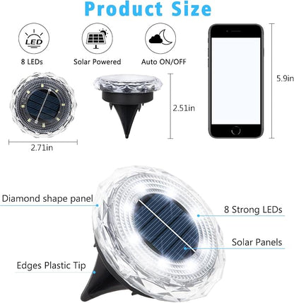 echosari Solar Ground Lights 12 Pack, Upgraded Solar Garden Lights Auto ON/Off - Image 7
