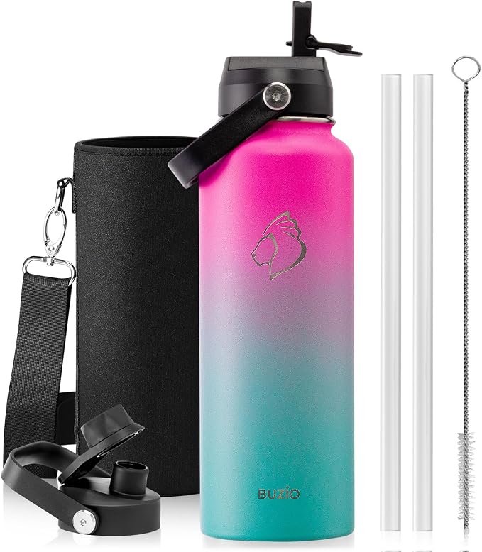 BUZIO Stainless Steel Water Bottle, 40oz Vacuum Insulated Double Wall Leak by BUZIO