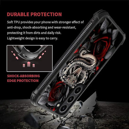 for Samsung Galaxy S23 Case, Entwined Rose Snake Pattern Graphic Design Girl - Image 3