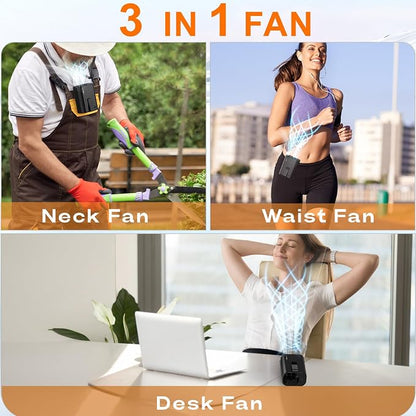 AI Portable Personal Waist Neck Rechargeable Fan, 3-Speed ​​10000RPM Brushless - Image 6