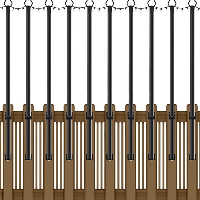 NUERPO 10 Pack String Light Poles, 5Ft Metal Poles by NUERPO