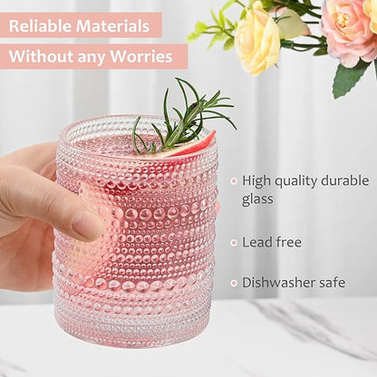 ZMOWIPDL Vintage Glassware Drinking Glasses Set of 6, 12 oz Hobnail Glass Cups - Image 6