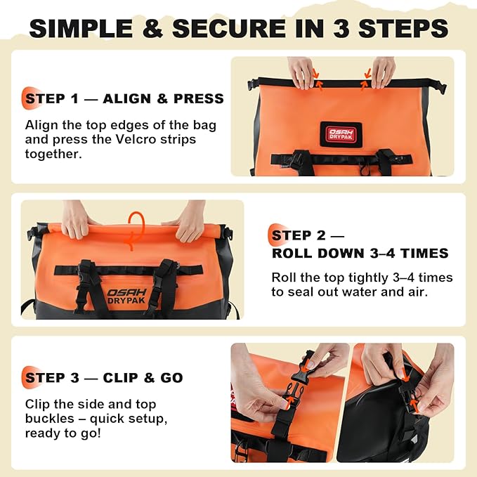OSAH DRYPAK Waterproof Duffel Bag 25L/40L/60L – Heavy-Duty Motorcycle Tail Bag - Image 6
