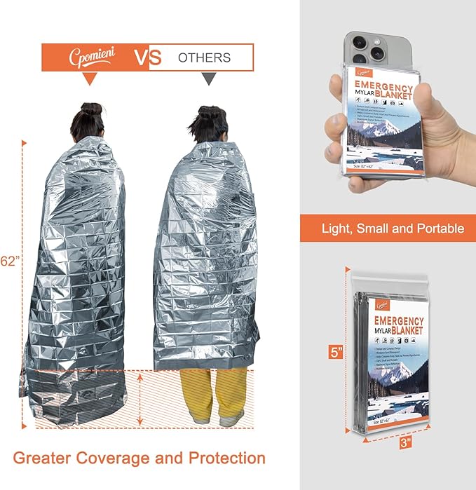 4 Pack -Large 82” x 62” Survival Emergency Mylar Thermal Blankets, Thermal - Image 6