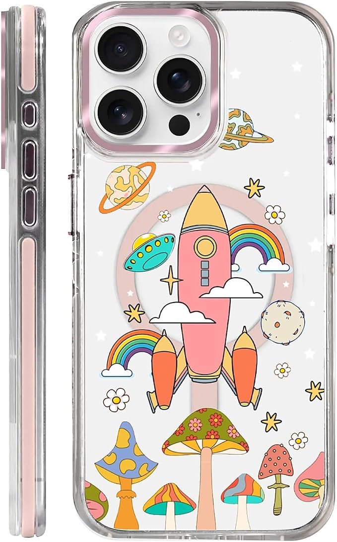 Case for iPhone 14 Pro Max, Spaceship Mushroom Phone Case Design，for Women by Toulas