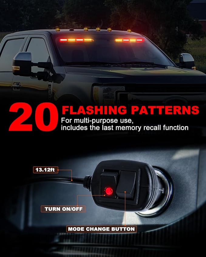 HLauto 6Z4J Emergency Dash Strobe Lights: 2x16.8 inch Red Amber Safety Lights - Image 4