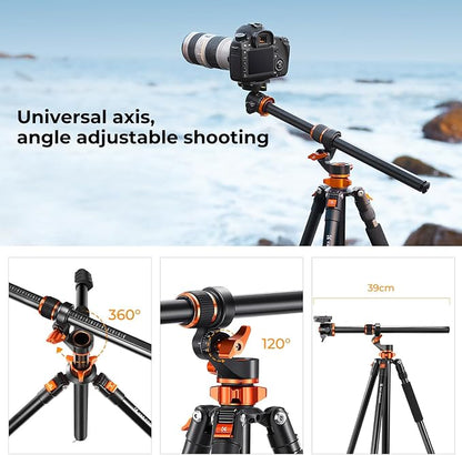 K&F CONCEPT 90''/230cm Ultra High Camera Tripod, Horizontal Overhead Shooting - Image 3