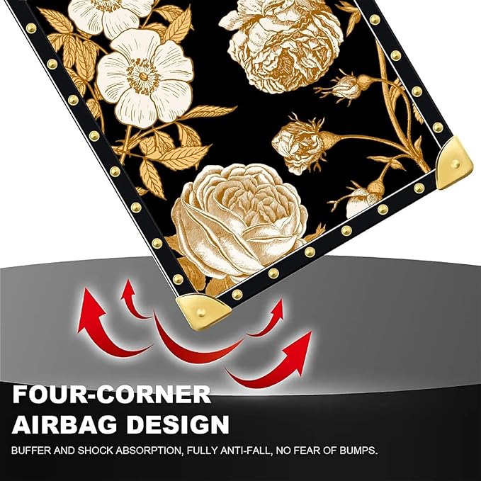 Compatible with iPhone 16 Plus Case, Blooming Rose Golden Flower Luxury Golden - Image 7