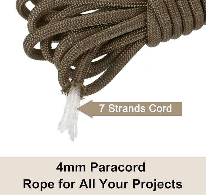 550 Paracord Rope 26ft, 4mm Thin Paracord Nylon Cord 7-Strand Core - Image 5