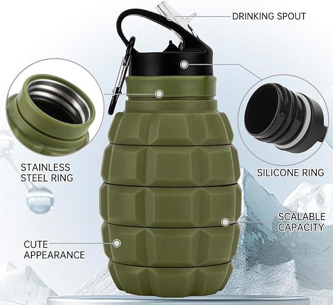 QiCheng&LYS Collapsible Water Bottle Sports Bottle 19.5OZ/580ml Travel Water - Image 3