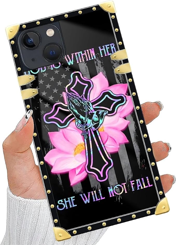 Compatible with iPhone 15 Case, Praying Cross Hands Luxury Golden Decoration - Image 5