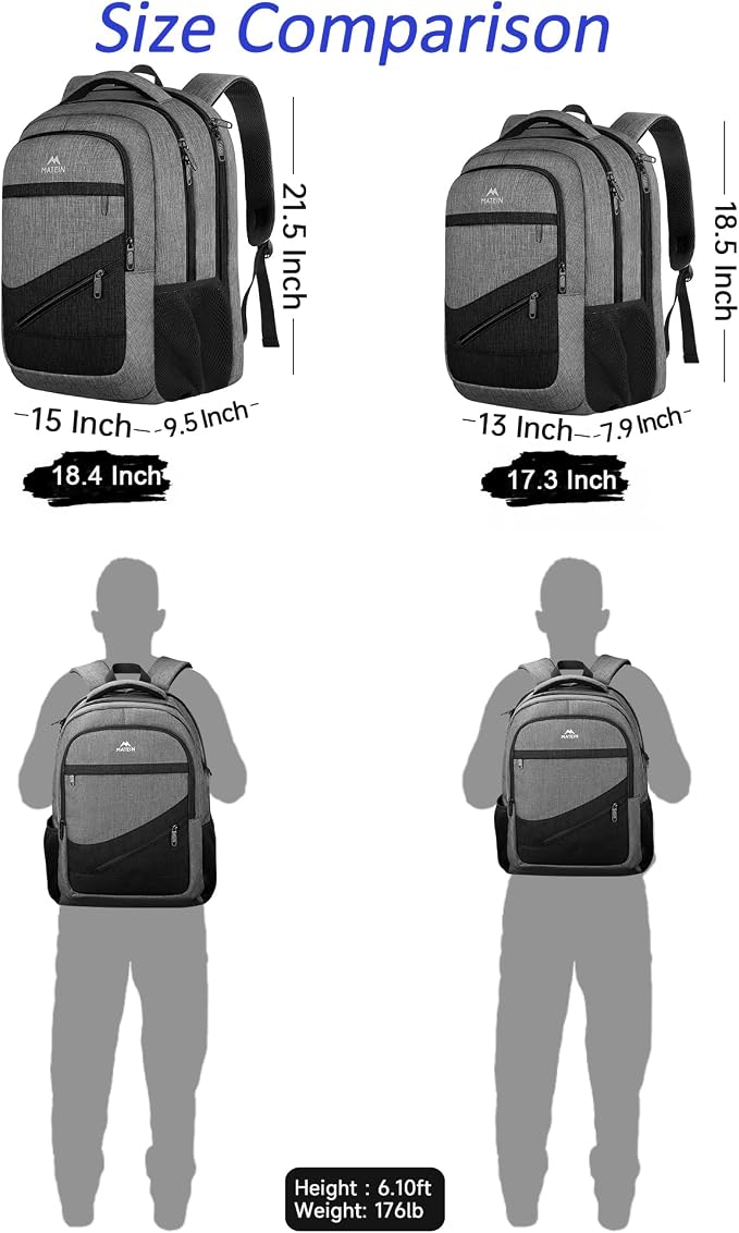 MATEIN 17 Inch Work Backpack for Men Women, Water Resistant Practical Travel - Image 8
