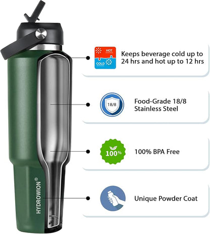HYDROWION 32 oz Insulated Water Bottle, Car Water Bottle Holder - Image 5