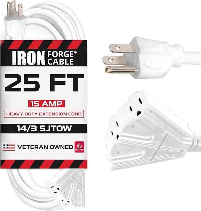 Iron Forge Cable 25ft White Outdoor Extension Cord by IronForgeCable