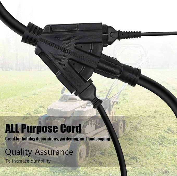 1 FT 12/3 Outdoor Extension Cord, Heavy Duty 3-Outlet SJTW Indoor/Outdoor - Image 3