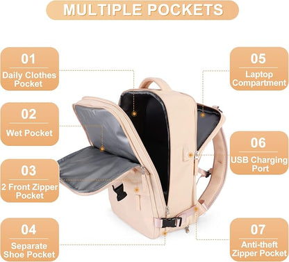 coofay Carry On Backpack Flight Approved Personal Item Travel Backpack - Image 4