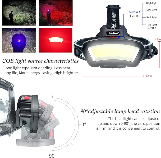 DARKBEAM COB Floodlight Headlamp USB Rechargeable - Image 4