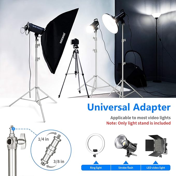 Neewer 118"/3m Stainless Steel Light Stand, Spring Cushioned Heavy Duty - Image 5