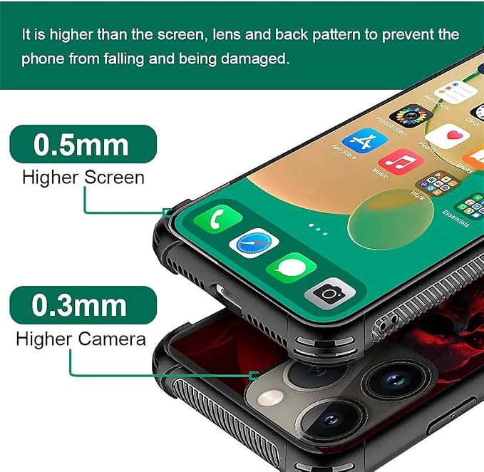for iPhone 14 Pro Max Case, Gestures Funny Skull Pattern Graphic Design Girl - Image 4