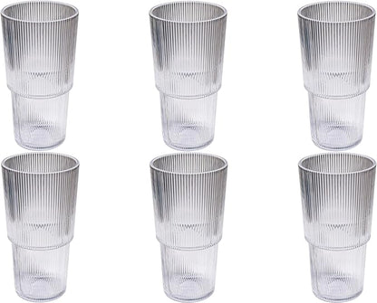 Fine Ribbed 22 oz Durable Acrylic Jumbo Drinking Glasses, Shatter-Resistant and by Unknown