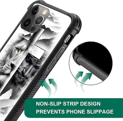 for iPhone 11 Pro Max Case, Lion Cross Jesus Christ Dove Pattern Graphic Design - Image 3