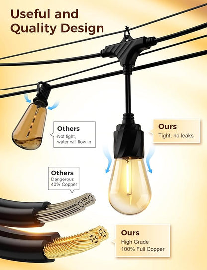 XMCOSY+ 96FT Outdoor String Lights, Patio Lights Outdoor Waterproof - Image 3