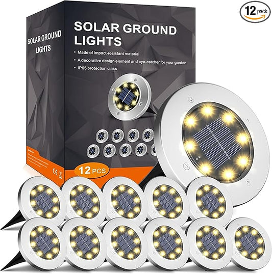 INCX 4.6 inch Solar Lights Outdoor Waterproof, 12 Pack Solar Lights by INCX