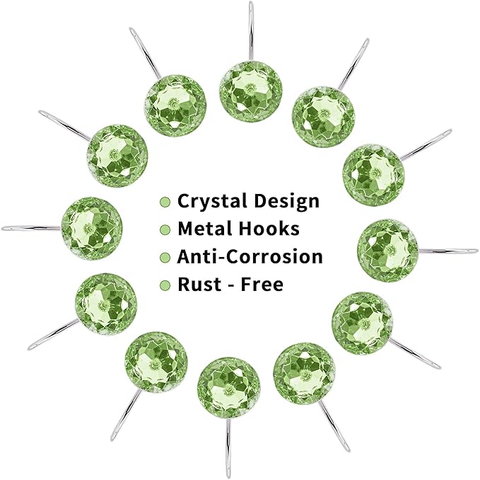 MitoVilla Sage Green Shower Curtain Hooks Rings, Metal Shower Hooks - Image 4
