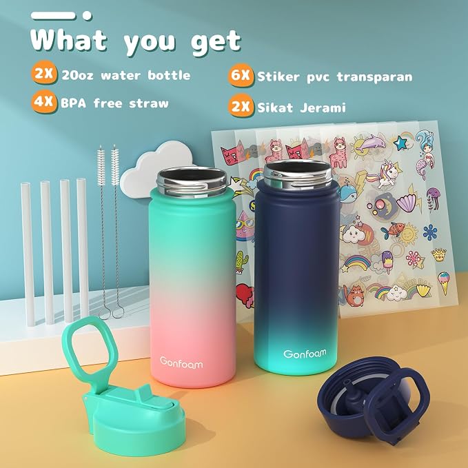 Kids Water Bottle, Stainless Steel Vacuum Insulated cup, Kids Water Bottle - Image 2