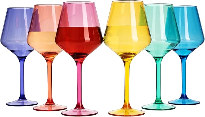 European Style Plastic Crystal, Stemmed Wine Glasses | 6 Set | Acrylic Glasses by TheWineSavant
