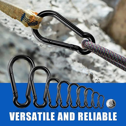 Small Carabiner Clip Hook, 2.36 inch 50 pcs Black Heavy Duty Spring Snap Hook - Image 7