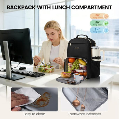 LOVEVOOK Lunch Backpack with Lunch Compartment, 15.6 Inch Laptop Work Travel - Image 2