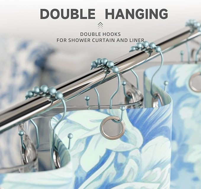 Bathway Shower Curtain Hooks, Shower Curtain Rings Rust Proof Double Hook - Image 6