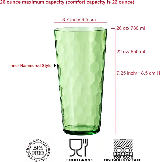 KOXIN-KARLU Mixed Drinkware 26-ounce Plastic Tumbler Acrylic Water Glasses - Image 2