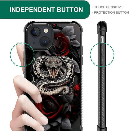 for iPhone 15 Case, Entwined Rose Snake Pattern Graphic Design Girl Boy Soft - Image 2