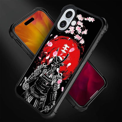 for iPhone 16 Case, Sakura Japanese Samurai Pattern Graphic Design Girl Boy - Image 4