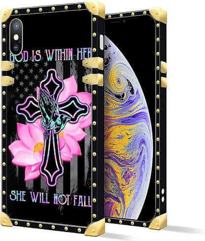 Compatible with iPhone XR Case, Praying Cross Hands Luxury Golden Decoration - Image 2