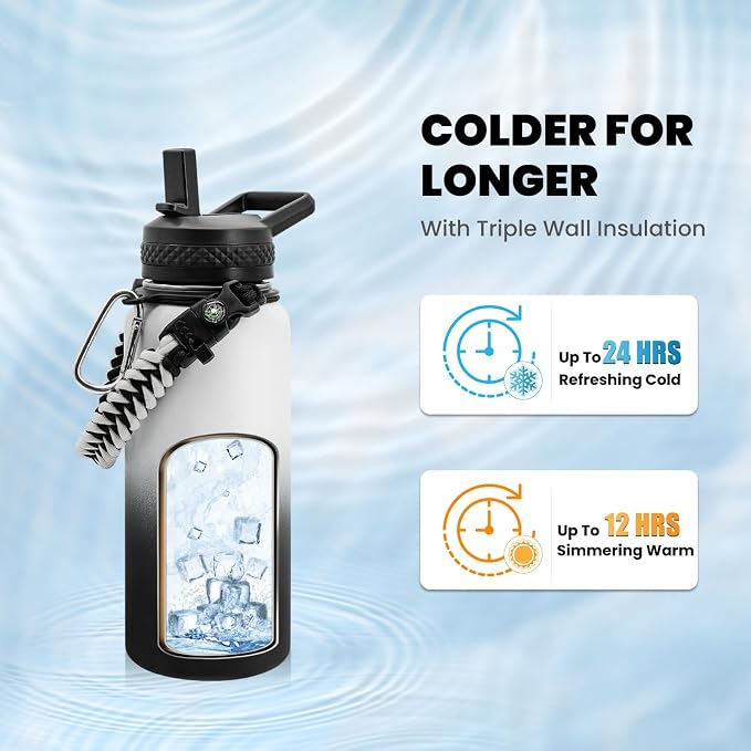 RAYMYLO Insulated Water Bottle 32 oz, Triple Wall Vacuum Stainless Steel - Image 2