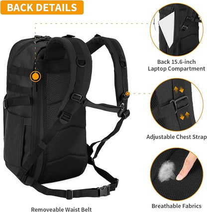 HUNTVP Tactical Backpack for Men 35L Military Backpack MOLLE 1000D Army Daypack - Image 3