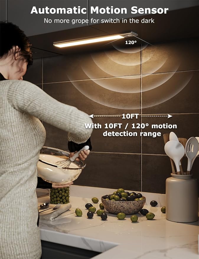 12" Ultra-Thin Under Cabinet Lighting Wireless, Aluminum Alloy Under Counter - Image 6
