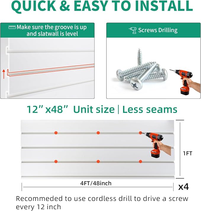 FRAYSCENT Slat Wall Paneling Garage Slat Wall Storage Systems Slatwall Panels - Image 3