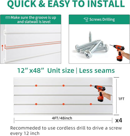 FRAYSCENT Slat Wall Paneling Garage Slat Wall Storage Systems Slatwall Panels - Image 3