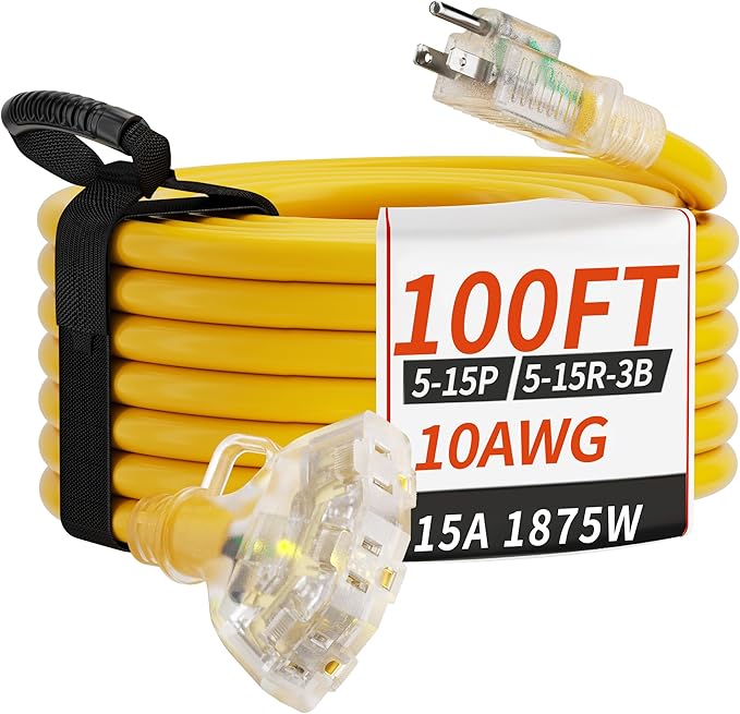 PlugSaf 100 FT 10 Gauge Outdoor Extension Cord by PlugSaf
